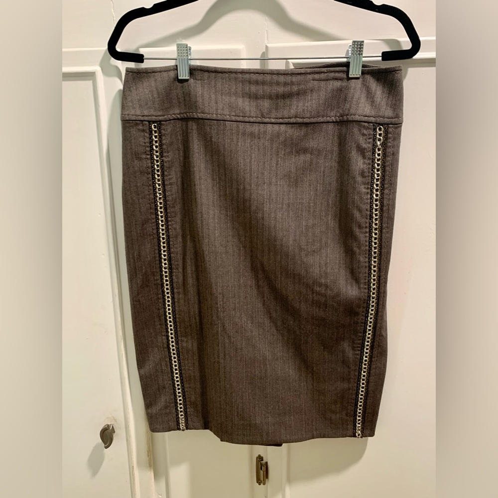 Byron Lars Grey Skirt with Metal Accents